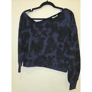 525 America XS Black and Blue Tie Dye Wide Neck Sweatshirt NWT
